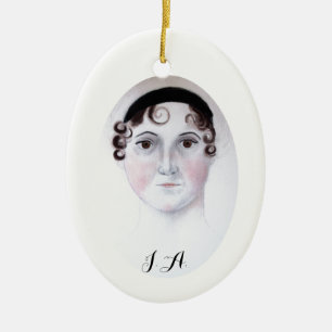 Ornamento De Cerâmica Adorno de porcelana com retrato em aquarela de Jan