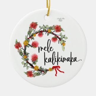 Ornamento De Cerâmica Adorno de porcelana de guirlanda de Natal 'Ohi'a L