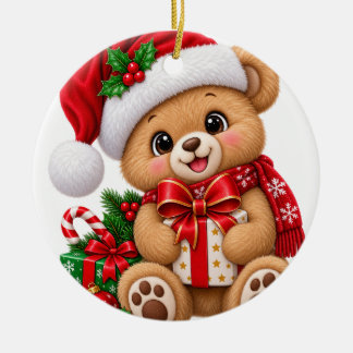 Ornamento De Cerâmica Adorno de Urso de Natal Fofo