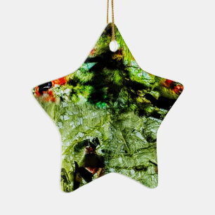 Ornamento De Cerâmica Adorno estrela escuro amarelo, único abstrato enso