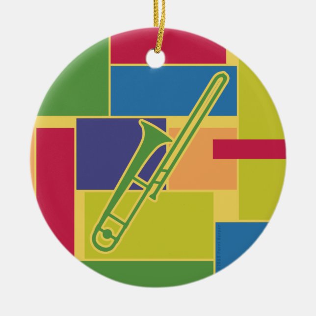Ornamento De Cerâmica Adorno Trombone Colorblocks (Frente)