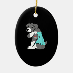 Ornamento De Cerâmica adoro a mãe tatuando, esqunauzer, cachorro