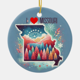 Ornamento De Cerâmica Adoro Árvore de Natal do Missouri