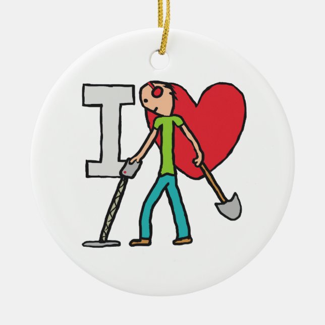 Ornamento De Cerâmica Adoro Detecção de Metal (Frente)