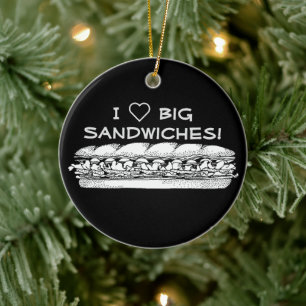 Ornamento De Cerâmica Adoro Grandes Sanduíches Hoagie