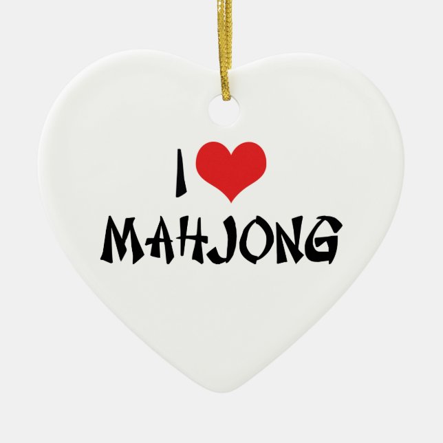 Ornamento De Cerâmica Adoro Heart Mahjong - Mah Jong Lover (Frente)