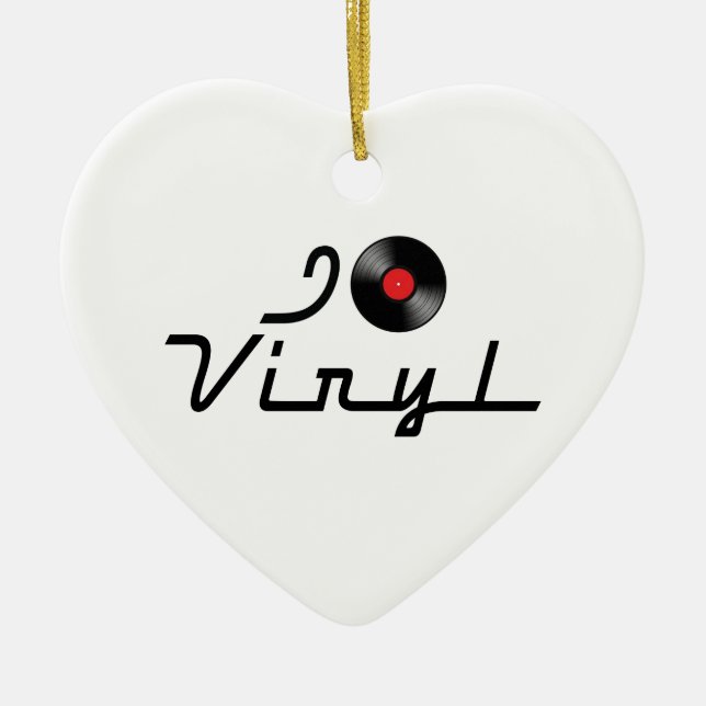 Ornamento De Cerâmica Adoro Heart Vinyl - DJ Record Album Lover (Frente)