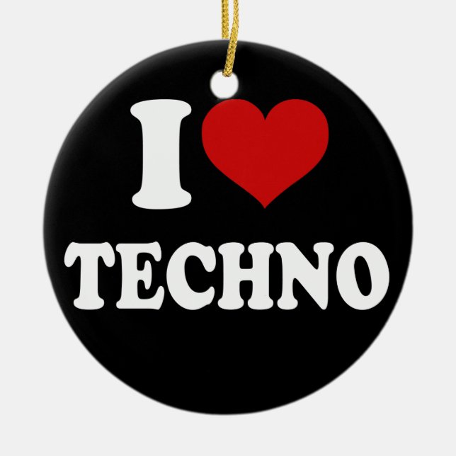 Ornamento De Cerâmica Adoro Techno (Frente)