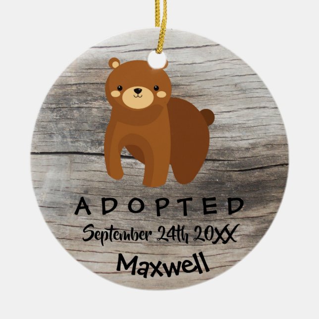 Ornamento De Cerâmica Adotado - presente personalizado da adopção do (Frente)