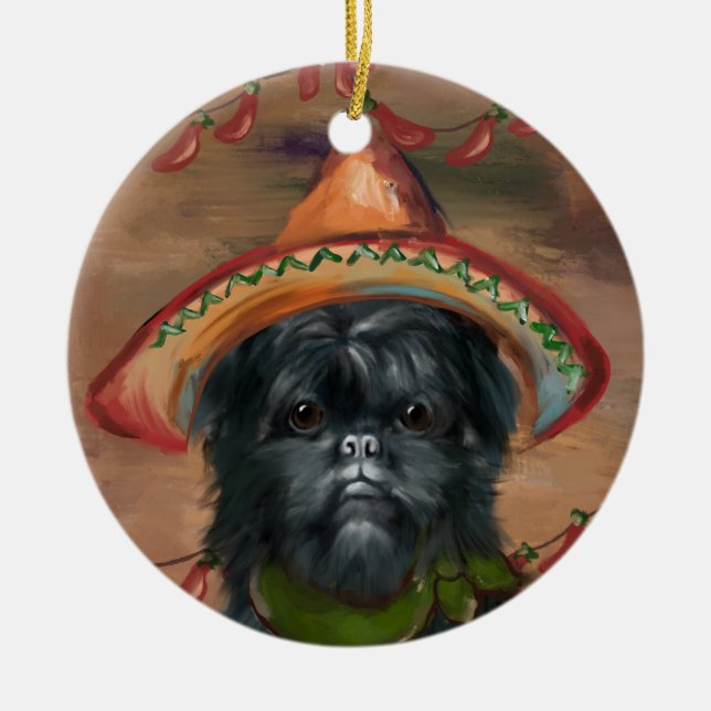 Ornamento De Cerâmica Affenpinscher (Frente)