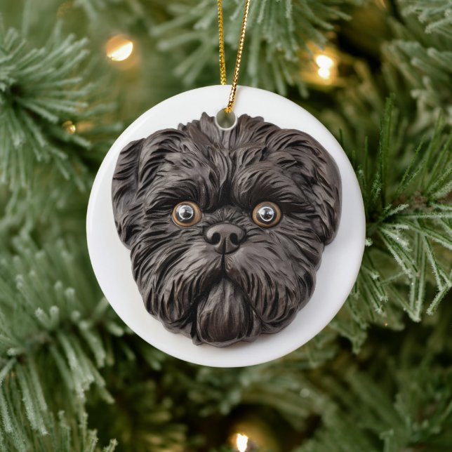 Ornamento De Cerâmica Affenpinscher 3D Inspirado (Árvore)