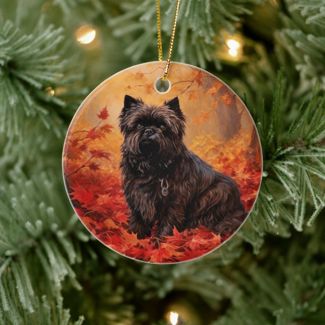 Ornamento De Cerâmica Affenpinscher deixa cair inspirada (Árvore)