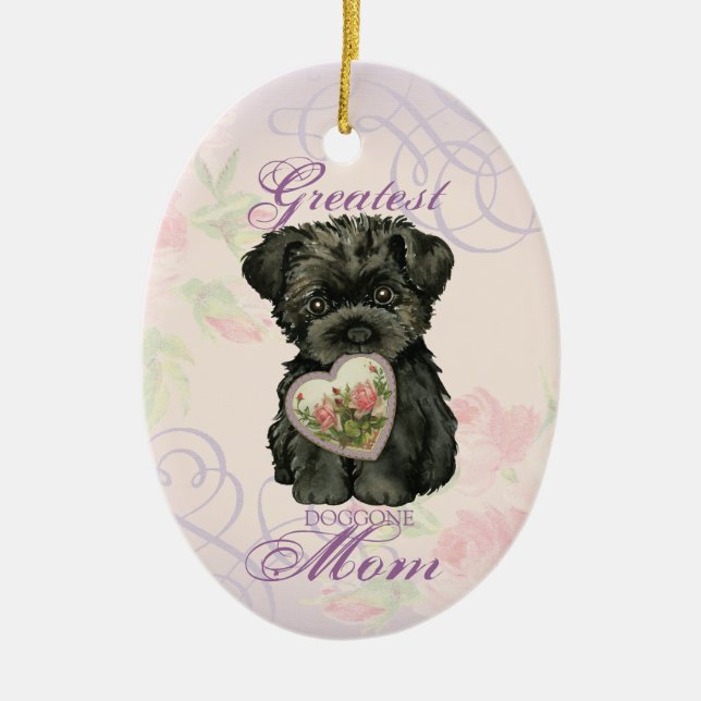 Ornamento De Cerâmica Affenpinscher Heart Mãe Cerâmica Ornament (Frente)