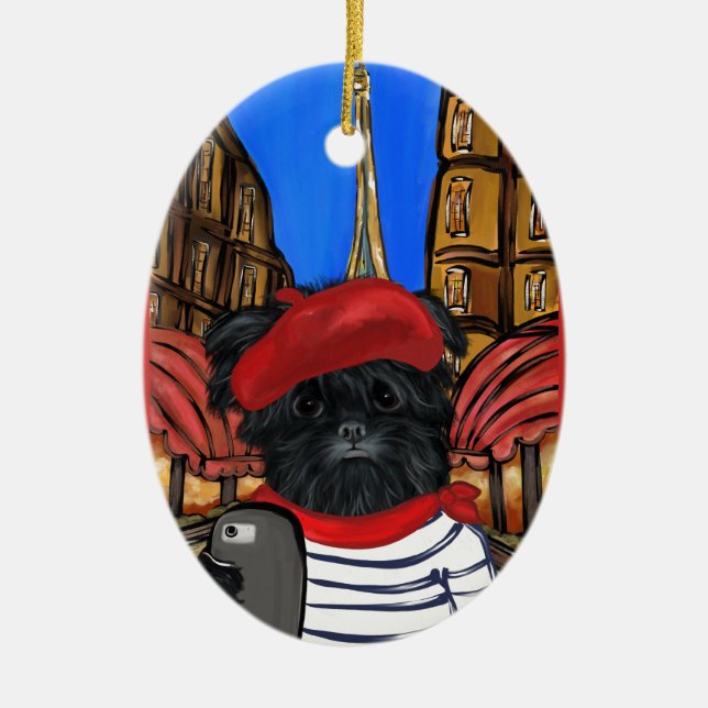 ORNAMENTO DE CERÂMICA AFFENPINSCHER SELFIE (Frente)