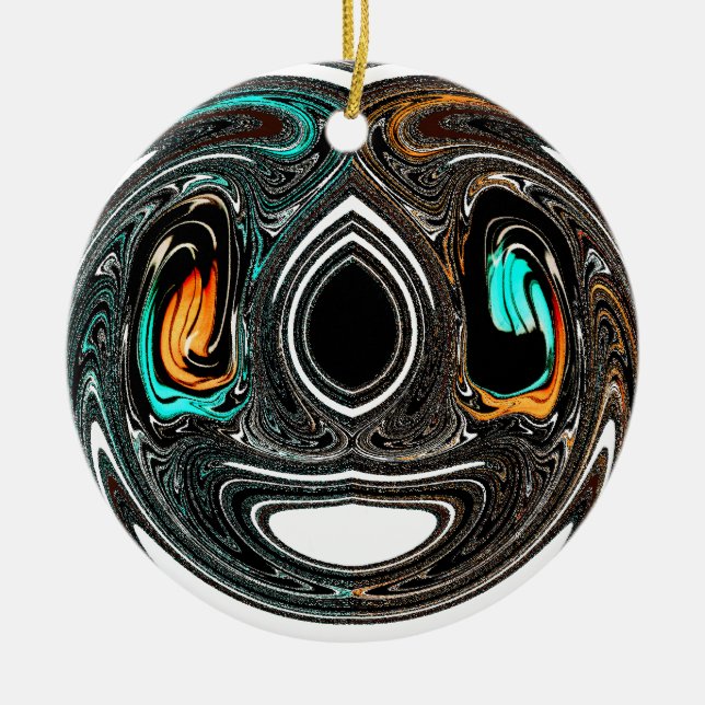 Ornamento De Cerâmica African Ethnic Doodle Zebra texturou Art Impressão (Frente)