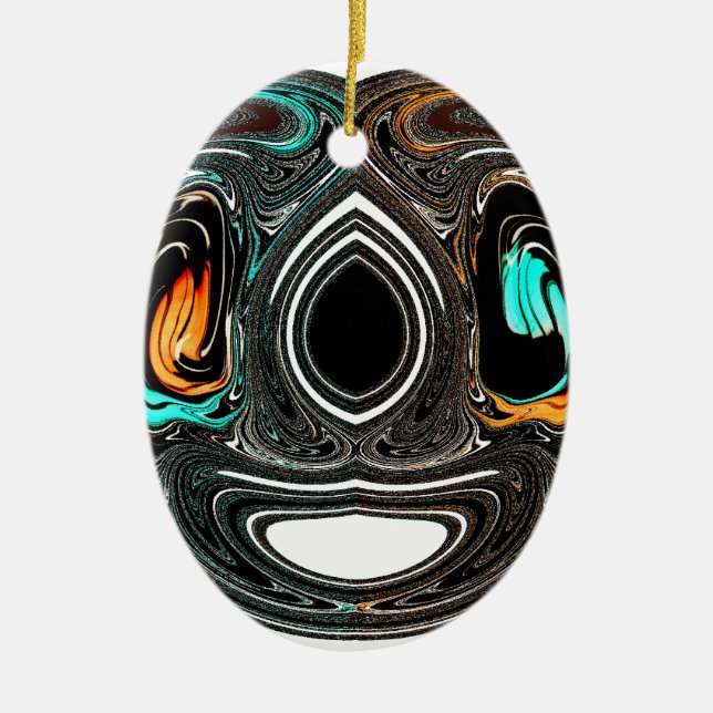 Ornamento De Cerâmica African Ethnic Doodle Zebra texturou Art Impressão (Frente)