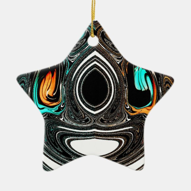 Ornamento De Cerâmica African Ethnic Doodle Zebra texturou Art Impressão (Frente)