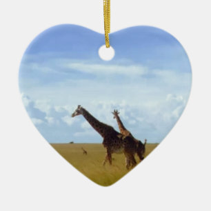 Ornamento De Cerâmica African Safari Giraffe: Parque Nacional do Quênia