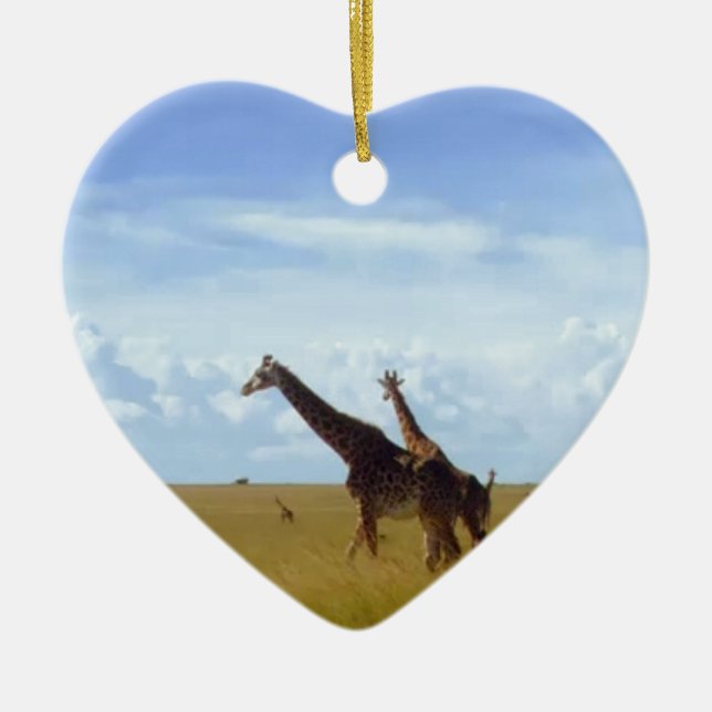 Ornamento De Cerâmica African Safari Giraffe: Parque Nacional do Quênia (Frente)