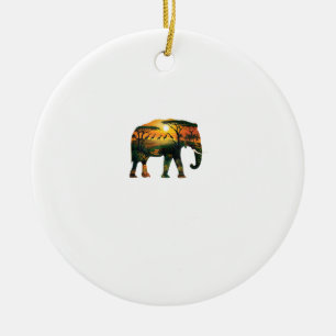 Ornamento De Cerâmica Afro-elefante Sunset Safari Natureza Amadurece Cam