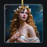 Ornamento De Cerâmica Afrodite: Deusa do Amor e da Luz<br><div class="desc">Afrodite: Deusa do Amor e da Luz. Criada em estilo delicado e clássico, essa pintura dá vida a Afrodite com um toque de elegância moderna. Seu cabelo ouro e sua expressão serena refletem seu status como uma bela deusa com uma pomba como símbolo de amor e paz, e o mar...</div>