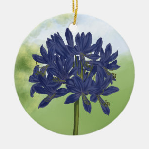 Ornamento De Cerâmica Agapanthus azul do Lilac no jardim