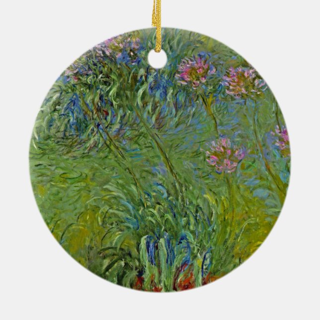 Ornamento De Cerâmica Agapanthus Flowers (por Claude Monet) (Traseira)