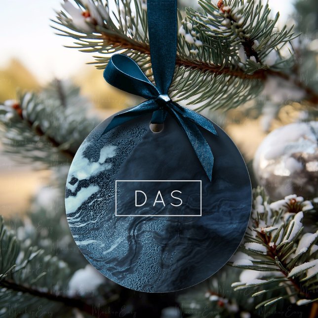 Ornamento De Cerâmica Agato Teal Cristalalizado | Pedra Marmorizada Aqua (Criador carregado)