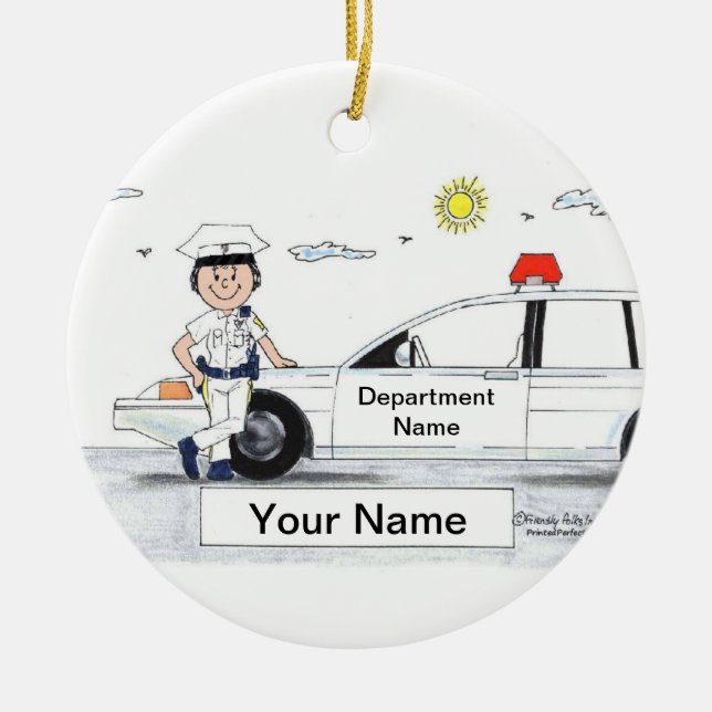 Ornamento De Cerâmica Agente da polícia - fêmea (Frente)