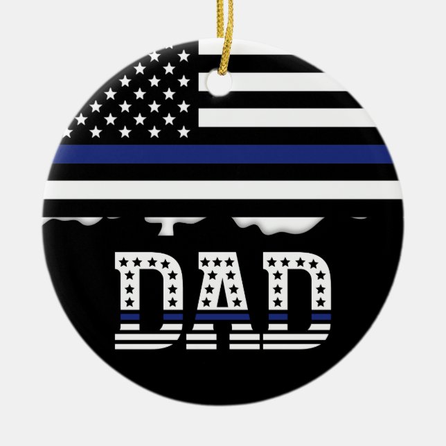 Ornamento De Cerâmica Agente de Polícia Personalizado Pai Cop Thin Blue  (Frente)