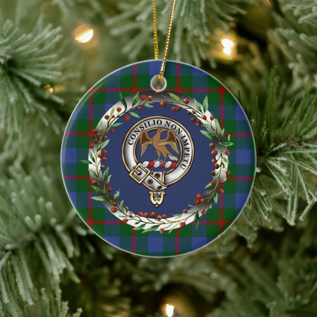 Ornamento De Cerâmica Agnew Clan Badge & Tartan Personalized Xmas (Árvore)