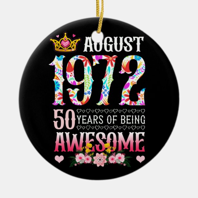 Ornamento De Cerâmica Agosto de 1972 50º Aniversário 50 Anos Incrível Fl (Frente)