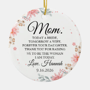 Ornamento De Cerâmica Agradecimento Personalizado de Casamento para a Mã