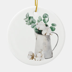 Ornamento De Cerâmica Água com algodão branco
