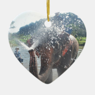 Ornamento De Cerâmica Água de pulverização do elefante