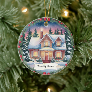 Ornamento De Cerâmica Água-forte Natal Personalizar Casa Família