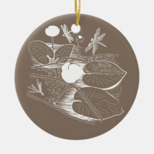 Ornamento De Cerâmica Água-lírios que gravam