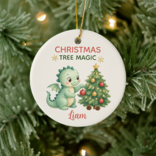 Ornamento De Cerâmica Água Mágica de Árvore de Natal Dragão Bebê Aquarel