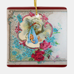 Ornamento De Cerâmica Água-marinha do azul do CHÁ 2 do BEBÉ da CEGONH