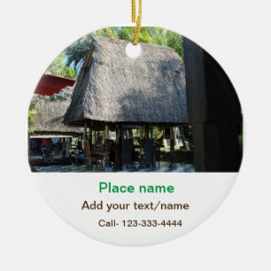 Ornamento De Cerâmica água oceano praia foto adicionar nome texto local 