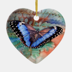 Ornamento De Cerâmica Aguarela azul de Morpho