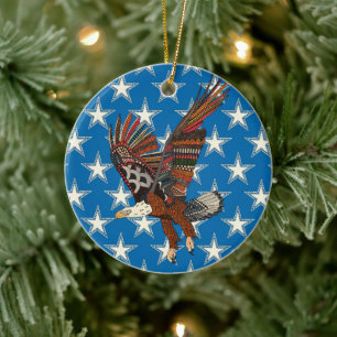 Ornamento De Cerâmica águia americana azul