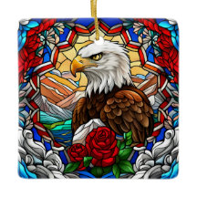 Águia Balda Americana Patriótica "Vidro Espancado"