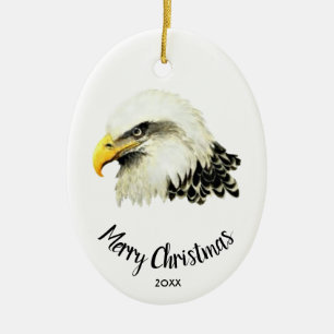 Ornamento De Cerâmica Águia Careca Datada Personalizada Coruja Pássaro F