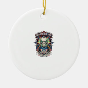 Ornamento De Cerâmica Águia Patriótica do Fim dos Tempos Crânio Zumbi Ap