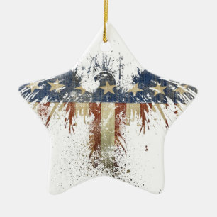 Ornamento De Cerâmica Águia Patriótica, EUA/EUA, bandeira SAD