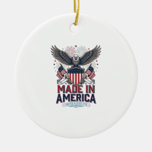 Ornamento De Cerâmica Águia Patriótica Feita na América Camisa do 4 de J