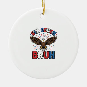 Ornamento De Cerâmica Águia Patriótica Seis Sete Bruh Design Vector_1