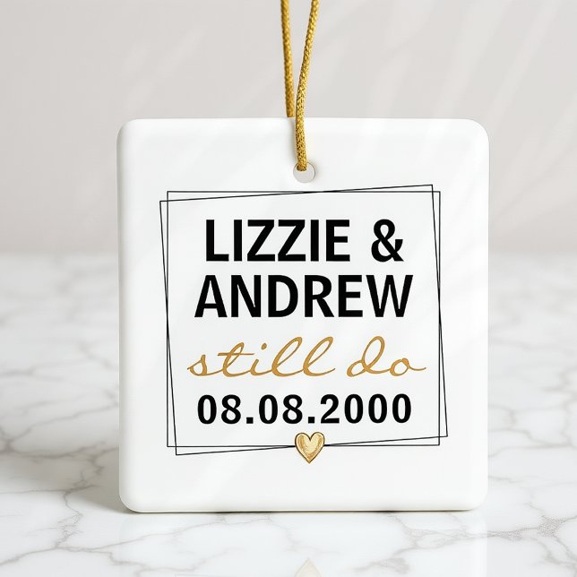 Ornamento De Cerâmica Ainda Fazemos Foto De Aniversário De Casamento (Criador carregado)