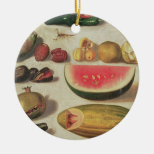 Ornamento De Cerâmica Ainda vida com fruta e sapo
